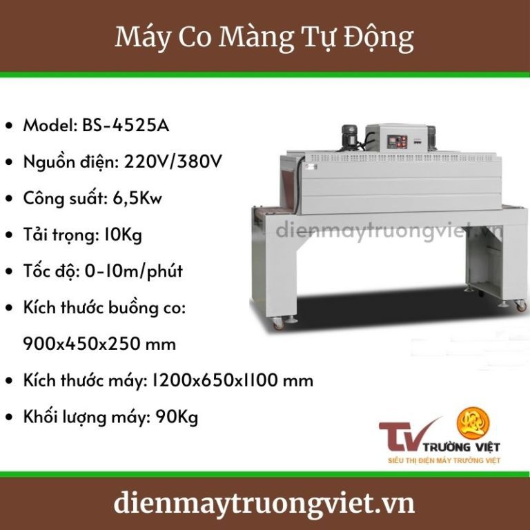 Thông số kỹ thuật của máy co màng tự động